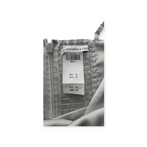 Abercrombie & Fitch Silver Pleated Mini Dress Size Small Tall - Picture 6 of 8